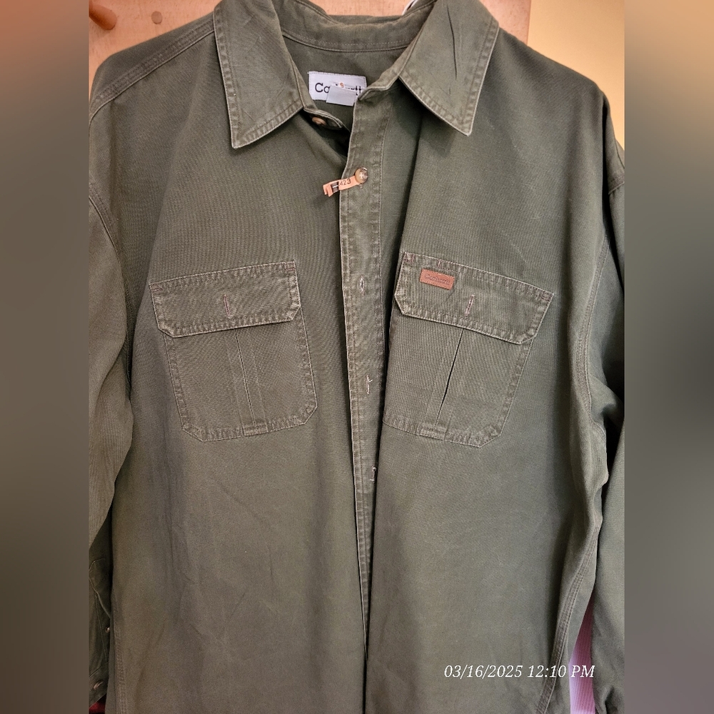 Carhartt Green Lightweight Shirt Jacket with Sturdy Fabric